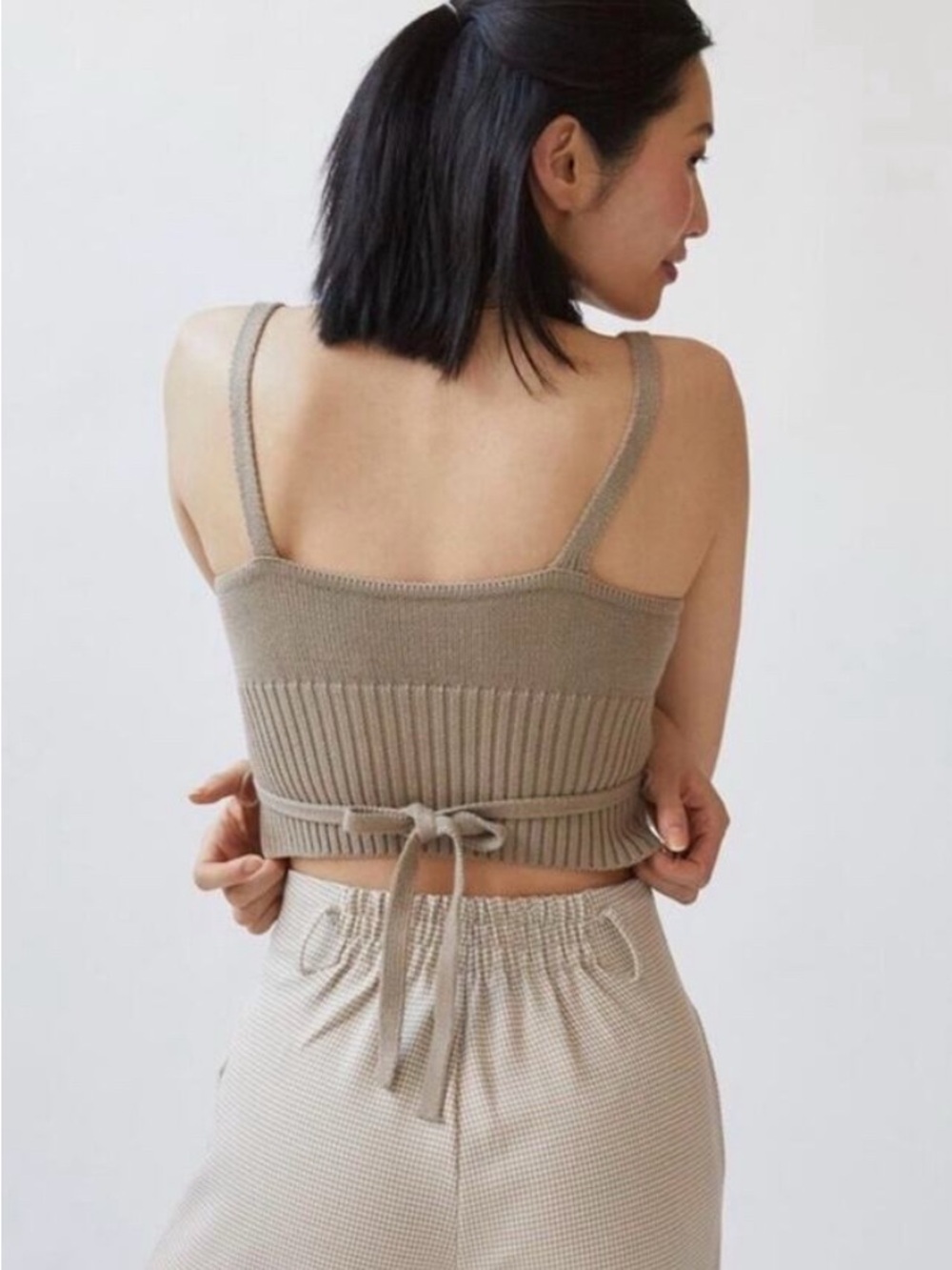EUC Anthropologie Pilcro Beige Knit Wrap Tank Top size XS - Picture 3 of 9